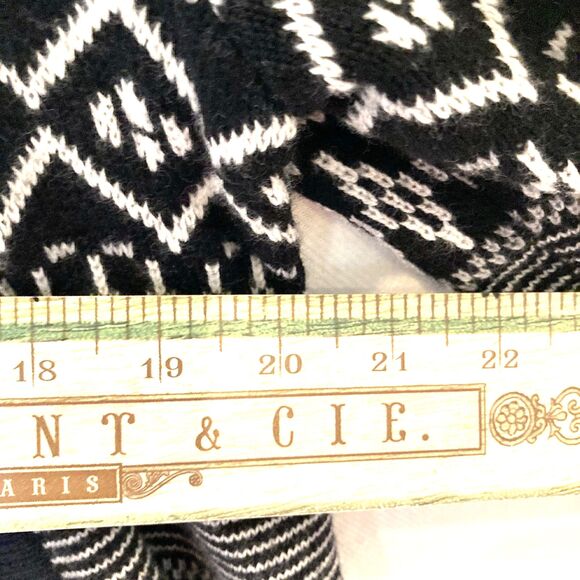 Talbots Cardigan Womens Petite Small Black Ivory Fairisle Intarsia Wool Blend - Picture 7 of 12